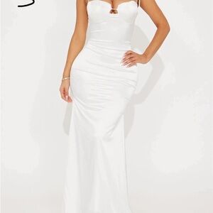 Fashion Nova Strapless White Gown